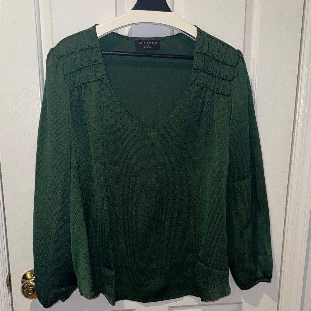Lane Bryant Green V-Neck Blouse